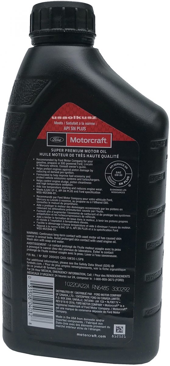 Oryginalny filtr oraz syntetyczny olej silnikowy Motorcraft 5W30 Lincoln Navigator 3,5 V6