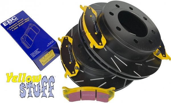 Tylne klocki YellowStuff + NACINANE tarcze hamulcowe EBC seria USR GMC Yukon XL 2500 2000-2007