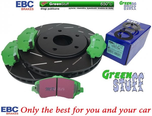 Przednie klocki GreenStuff + NACINANE tarcze hamulcowe 302mm EBC seria USR Fiat Freemont -2012