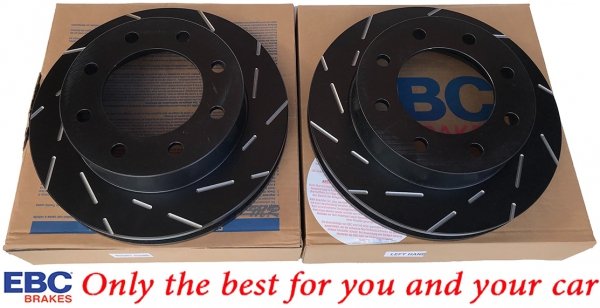 Przednie klocki GreenStuff + NACINANE tarcze hamulcowe EBC seria USR GMC Yukon XL 2500 2000-2013
