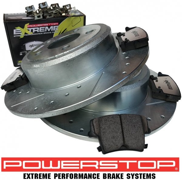 Tylne klocki Z26 + WIERCONE NACINANE NIE wentylowane tarcze hamulcowe POWERSTOP Dodge Challenger