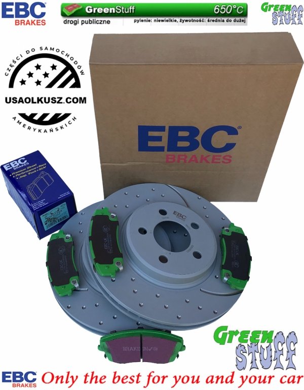 Przednie klocki GreenStuff + WIERCONE NACINANE tarcze hamulcowe 320mm EBC seria GD Dodge Charger