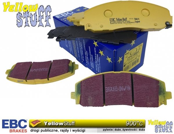 Przednie klocki YellowStuff + NAWIERCANE NACINANE tarcze hamulcowe 330mm EBC seria GD RAM Cargo Van 2012-
