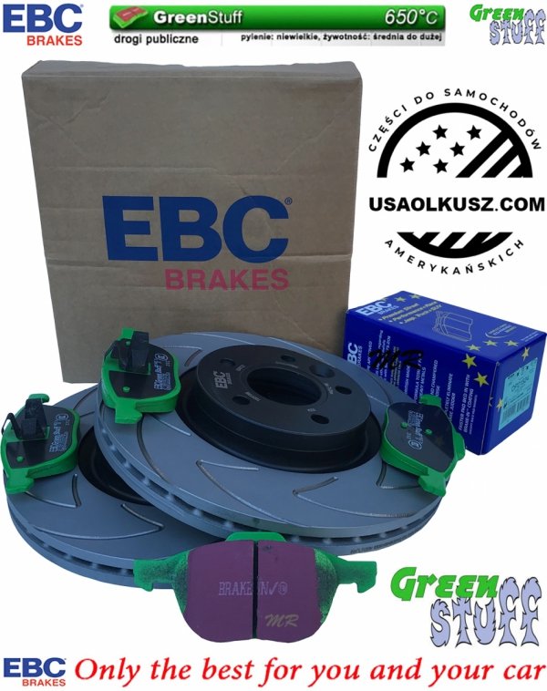 Przednie klocki GreenStuff + NACINANE tarcze hamulcowe 300mm EBC seria BSD Ford Kuga FWD 2013-2019