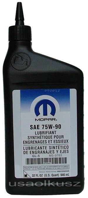 Oryginalny olej tylnego mostu 75W90 GL-5 MOPAR MS-9763 Fiat Freemont AWD