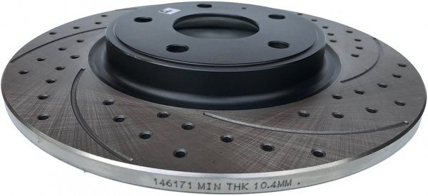 Tylne klocki + WIERCONE nacinane tarcze hamulcowe 328mm BLACK Lancia Voyager