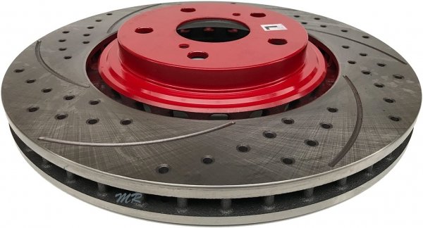 Przednie klocki + WIERCONE NACINANE tarcze hamulcowe RED Toyota Highlander 2008-