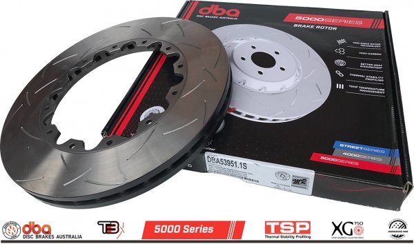 Przednie klocki Race Performance + tarcze hamulcowe 400mm DBA 5000 T3 Dodge Challenger SRT Hellcat Demon 2021-2023