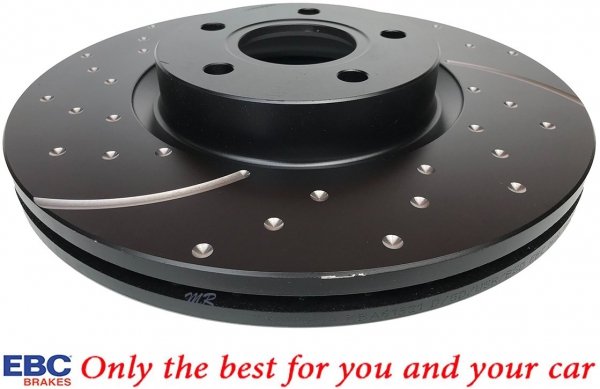 Przednie CERAMICZNE klocki RedStuff + NAWIERCANE NACINANE tarcze hamulcowe 300mm EBC seria GD Ford Escape FWD 2013-2019
