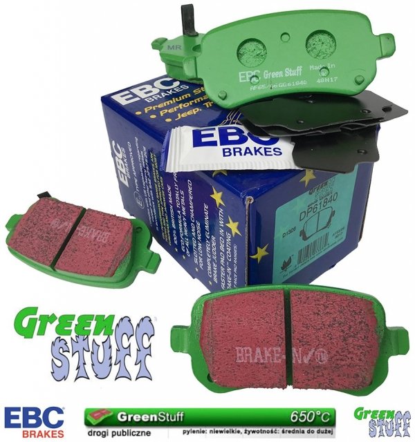 Tylne klocki GreenStuff + tarcze hamulcowe 305mm EBC seria PREMIUM Dodge Caravan 2008-
