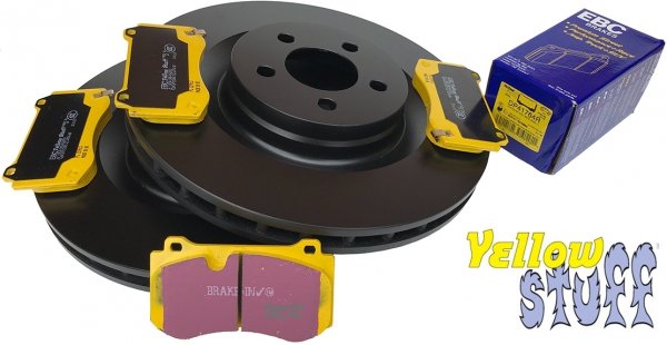 Przednie klocki YellowStuff + tarcze hamulcowe 360mm EBC seria PREMIUM Dodge Magnum 6,1 V8 SRT