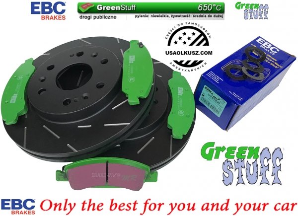 Przednie klocki GreenStuff + NACINANE tarcze hamulcowe 330mm EBC seria USR Cadillac Escalade AWD 2009-2020