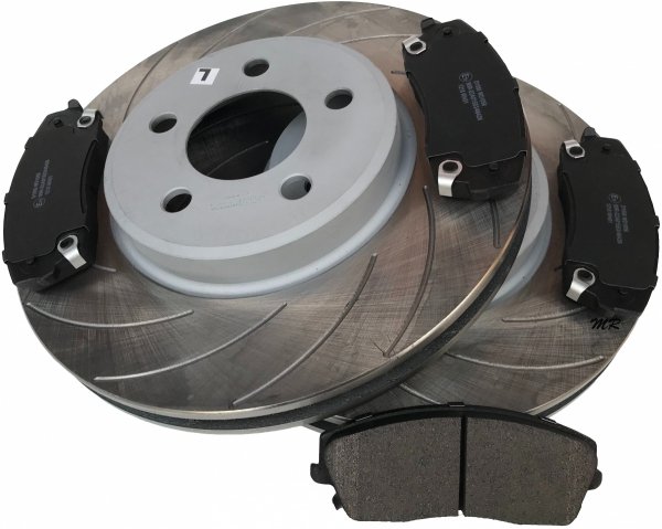 Przednie klocki + NACINANE tarcze hamulcowe 320mm SLOTTED Chrysler 300C