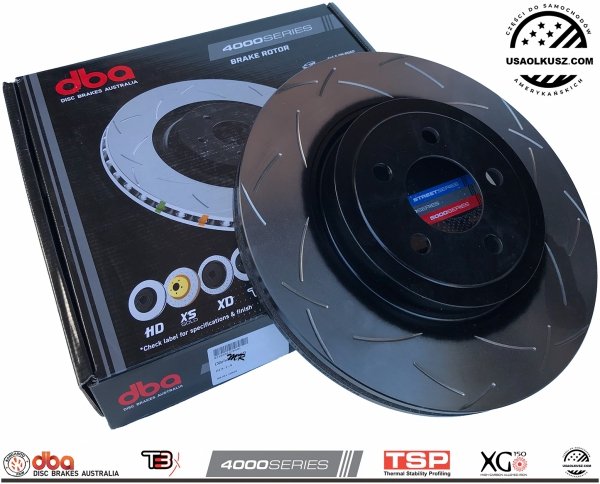 Przednie klocki STREET SERIES + nacinane T3 tarcze DBA seria 4000 345mm Chrysler 300C