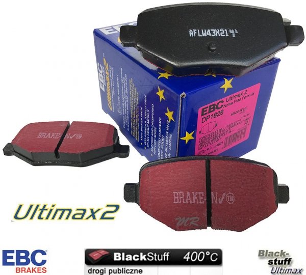 Tylne klocki Ultimax2 + NAWIERCANE NACINANE tarcze hamulcowe 330mm EBC seria GD Lincoln MKT 2010-2019
