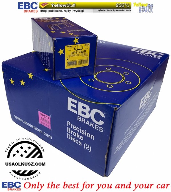 Przednie klocki YellowStuff + NAWIERCANE NACINANE tarcze hamulcowe 330mm EBC seria GD GMC Yukon 2007-2008