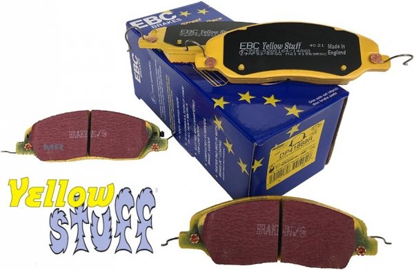 Przednie klocki YellowStuff + NACINANE tarcze hamulcowe 293mm EBC serii USR Ford Mustang 2005-2010