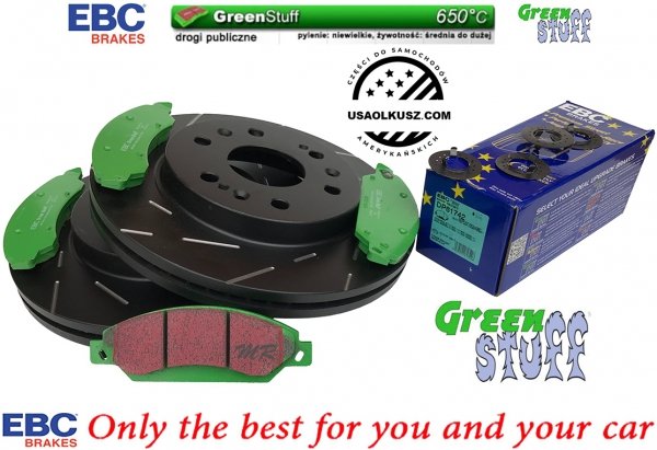 Przednie klocki GreenStuff + NACINANE tarcze hamulcowe 330mm EBC seria USR GMC Yukon 2007-2008