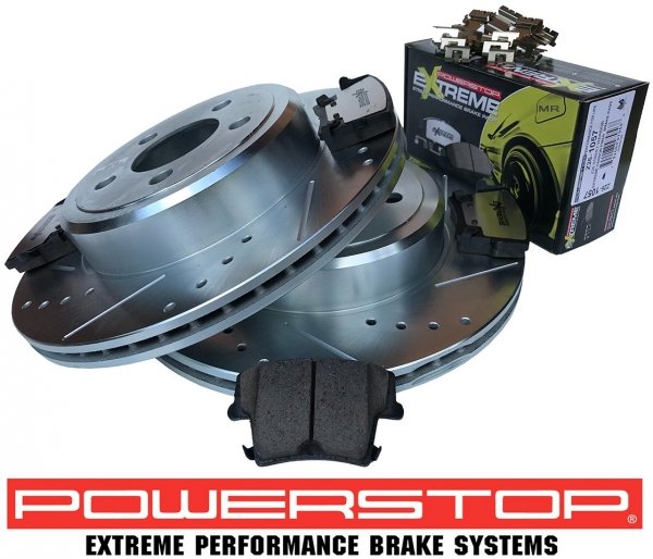 Tylne klocki + WIERCONE wentylowane tarcze hamulcowe POWERSTOP Chrysler 300C