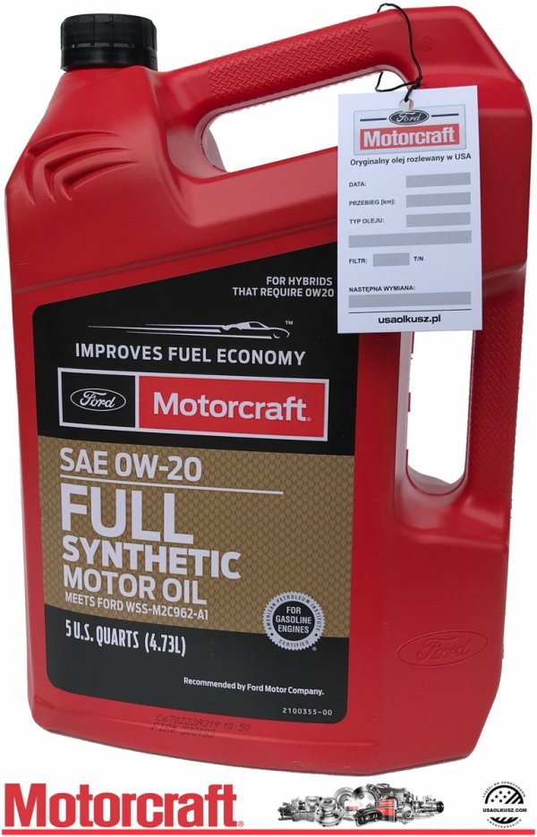 Full syntetyczny olej silnikowy Motorcraft 0W20 5l Ford Lincoln 0W-20