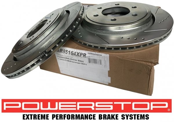 Tylne klocki Z36 + WIERCONE tarcze hamulcowe 6 szpilek automatyczny ręczny POWERSTOP Ford F-150 F150 2015-2017
