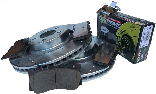 Przednie klocki + WIERCONE tarcze hamulcowe 352mm POWERSTOP Ford Mustang 2015-