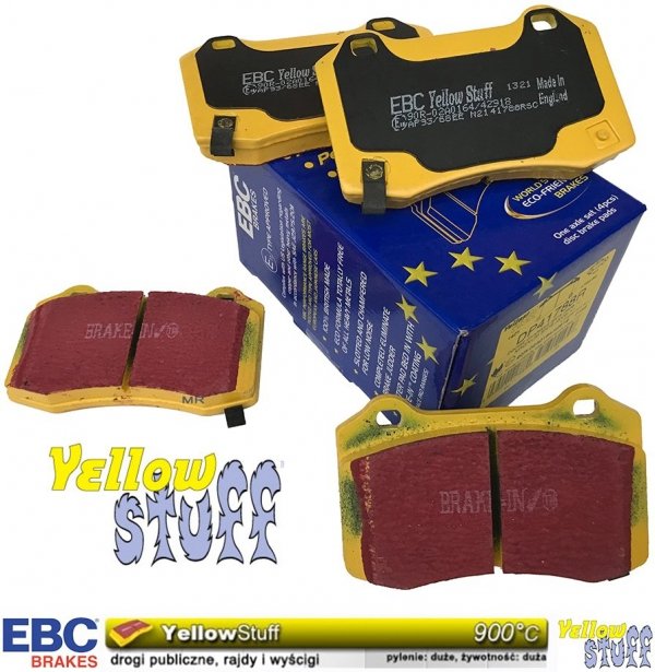 Tylne klocki YellowStuff + NAWIERCANE NACINANE tarcze hamulcowe 350mm EBC seria GD Dodge Charger SRT Scat Pack Hellcat