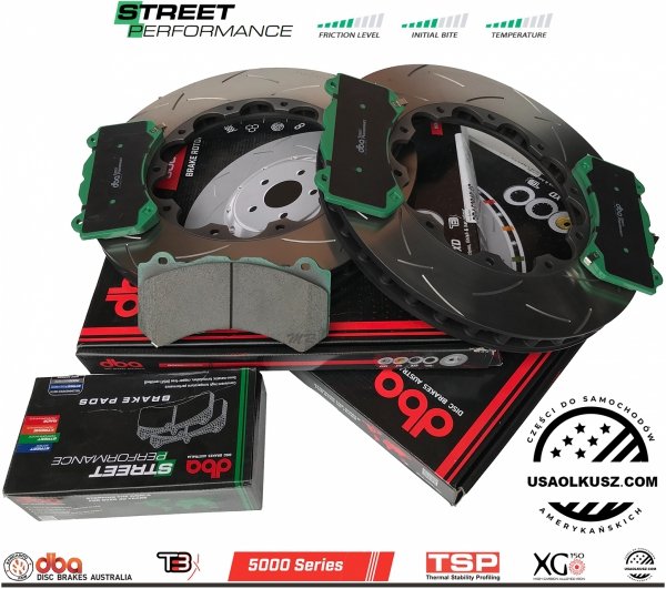 Przednie klocki Street Performance + tarcze hamulcowe DBA 5000 T3 Dodge Challenger SRT Hellcat Demon