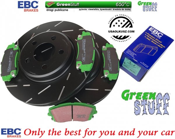 Przednie klocki GreenStuff + NACINANE tarcze hamulcowe 320mm EBC seria USR Dodge Charger RWD V6