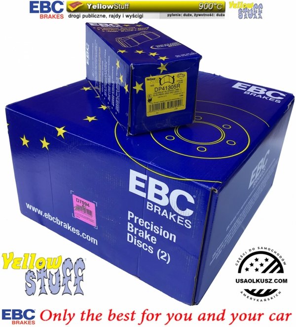 Przednie klocki YellowStuff + tarcze hamulcowe EBC seria PREMIUM GMC Yukon XL 2500 2000-2013