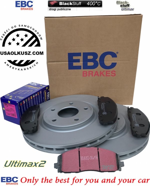 Przednie klocki Ultimax2 + tarcze hamulcowe 330mm EBC seria Premium Lancia Voyager 2012-