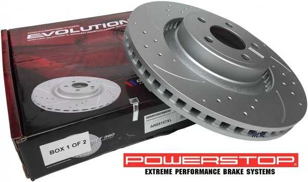 Przednie klocki Z26 + WIERCONE tarcze hamulcowe 352mm POWERSTOP EVOLUTION Ford Mustang 2015-