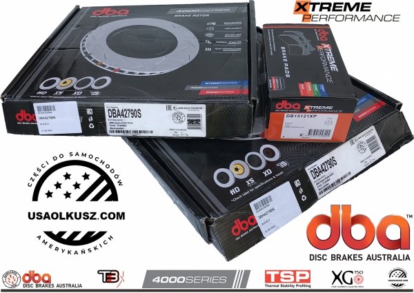 Przednie klocki DBA Xtreme Performance + NACINANE tarcze hamulcowe DBA seria 4000 T3 Lincoln Navigator 2007-2021