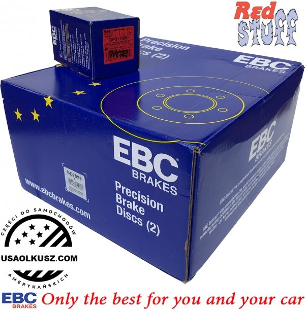 Tylne CERAMICZNE klocki RedStuff + NAWIERCANE NACINANE tarcze hamulcowe EBC seria GD Jeep Grand Cherokee SRT / Trackhawk