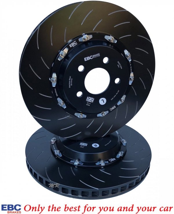 Przednie CERAMICZNE klocki RedStuff + SPORTOWE PŁYWAJĄCE tarcze EBC seria SG Racing Ford Mustang 5,0 V8 2015-