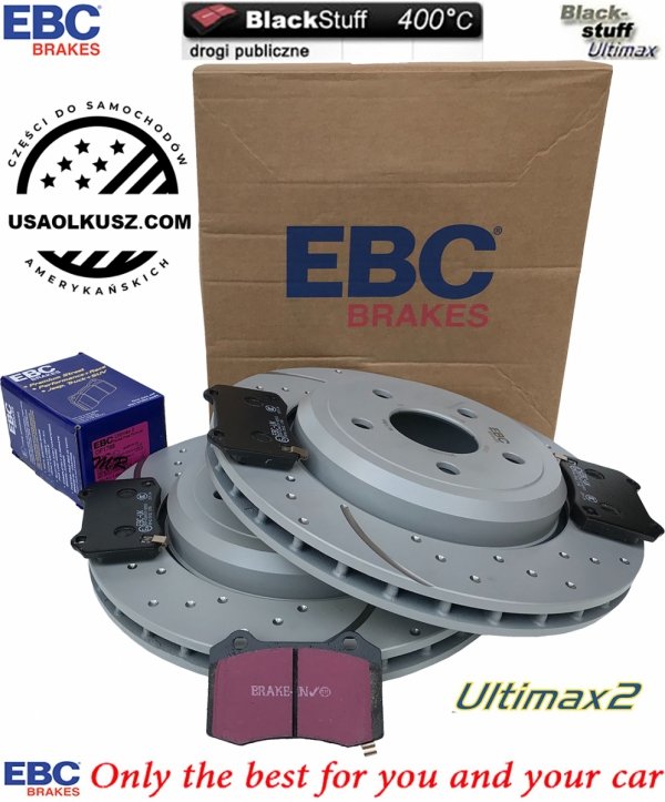 Tylne klocki BlackStuff Ultimax2 + NAWIERCANE NACINANE tarcze hamulcowe EBC seria GD Jeep Grand Cherokee SRT / Trackhawk