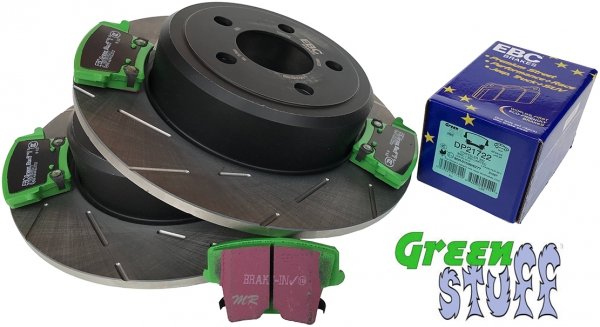 Tylne klocki GreenStuff + NACINANE NIE WENTYLOWANE tarcze hamulcowe EBC seria USR Lancia Thema RWD 3,6 V6