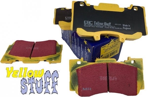 Przednie klocki YellowStuff + NAWIERCANE NACINANE tarcze hamulcowe 352mm EBC seria GD Ford Mustang 2015-