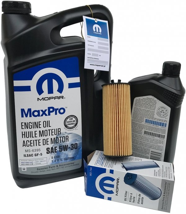 Olej MOPAR MaxPro 5W30 oraz oryginalny filtr Dodge Avenger 3,6 V6 -2013
