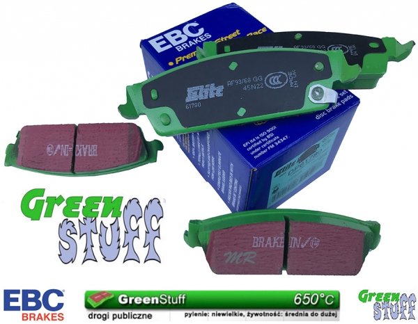 Tylne klocki GreenStuff + NAWIERCANE NACINANE tarcze EBC seria GD GMC Sierra 1500 2007-2019