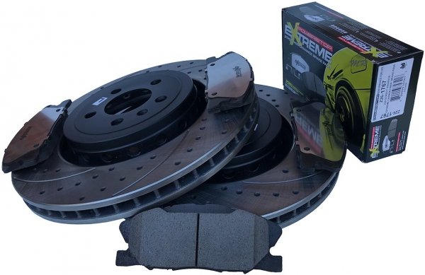 Przednie klocki POWERSTOP Z26 + WIERCONE NACINANE tarcze hamulcowe 370mm Dodge Charger Police [BR9]