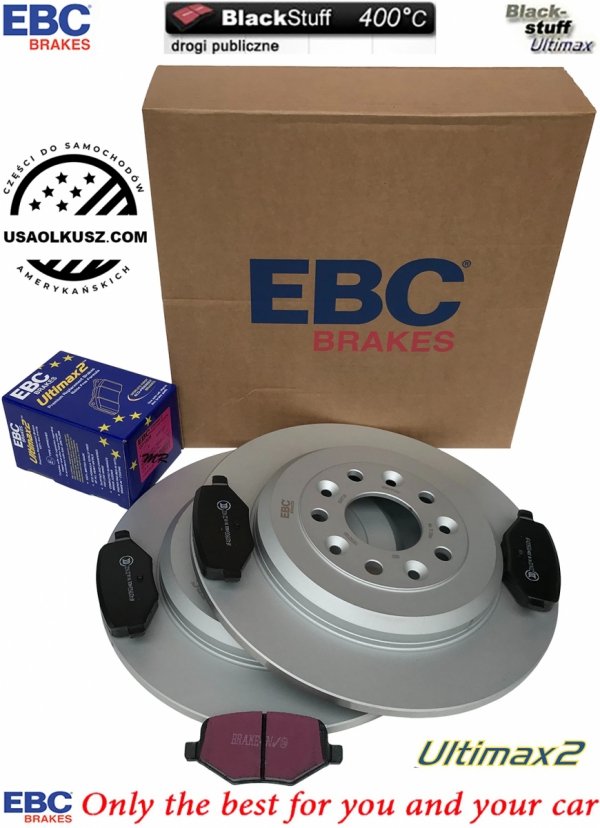 Tylne klocki Ultimax2 + tarcze hamulcowe 330mm EBC seria Premium Lincoln MKS 2009-2012