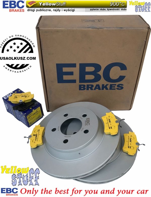 Tylne klocki YellowStuff + tarcze hamulcowe 296mm EBC seria PREMIUM Ford Mustang SVT Cobra 1994-2004