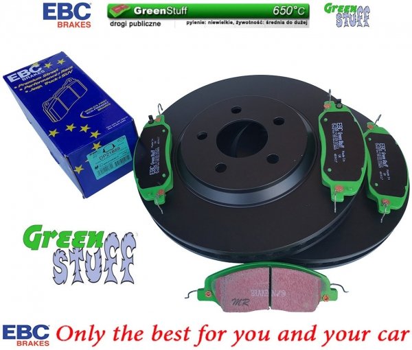 Przednie klocki GreenStuff + tarcze hamulcowe 316mm EBC seria PREMIUM Ford Mustang 2005-2014