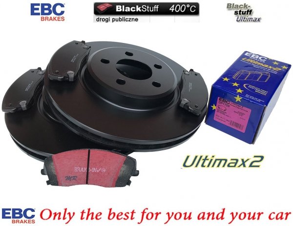 Przednie klocki Ultimax2 + tarcze hamulcowe 320mm EBC seria PREMIUM Dodge Charger RWD V6