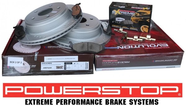 Tylne klocki Z36 + WIERCONE nacinane tarcze hamulcowe POWERSTOP EVOLUTION Chrysler Aspen