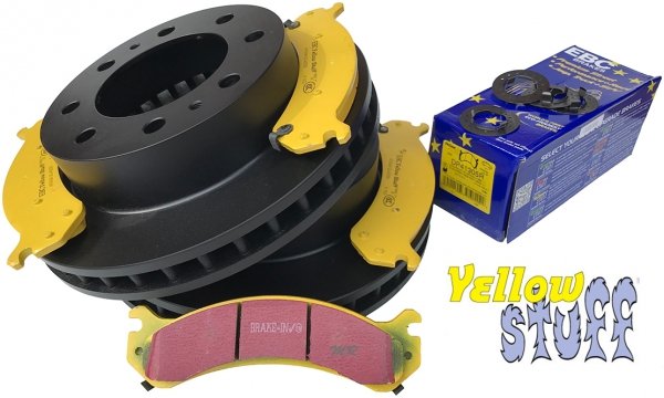 Przednie klocki YellowStuff + tarcze hamulcowe EBC seria PREMIUM GMC Yukon XL 2500 2000-2013