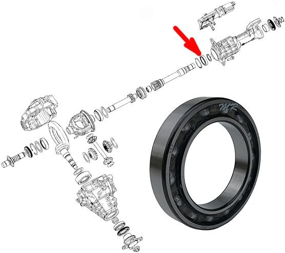 Wewnętrzne łożysko zewnętrznego łącznika prawej półosi przedniego mostu 215MM RAM 1500 DS 2012-