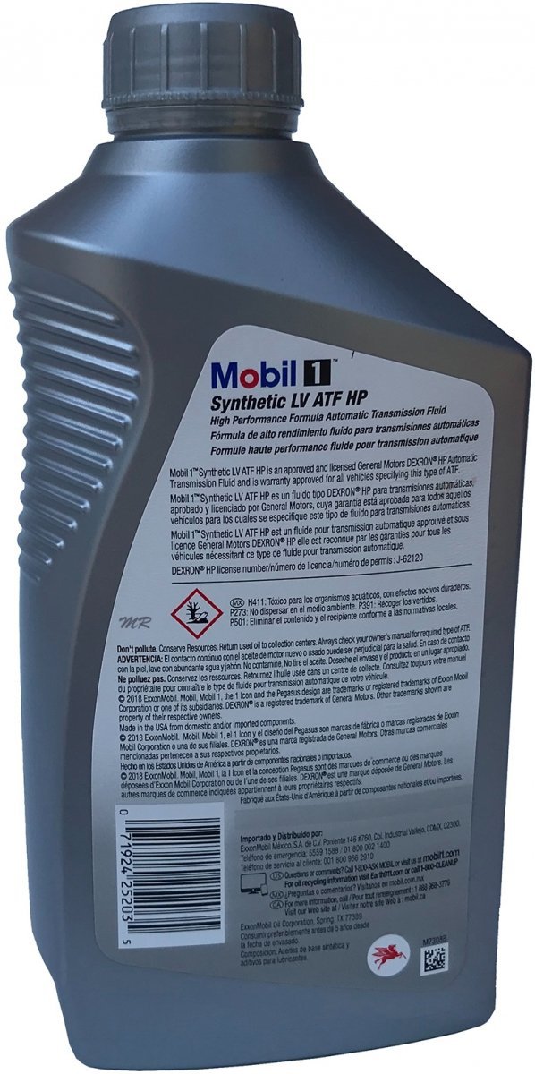 Oryginalny filtr GM + olej Mobil1 Synthetic LV ATF HP DEXTRON skrzyni biegów 8L90 Chevrolet Express 2017-
