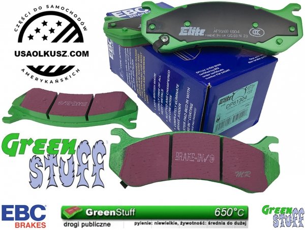 Tylne klocki GreenStuff + NAWIERCANE NACINANE tarcze hamulcowe EBC seria GD GMC Yukon XL 2500 2000-2007